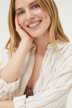 FatFace Billie Linen Blend White Shirt -Fat Face Shop D57594s8