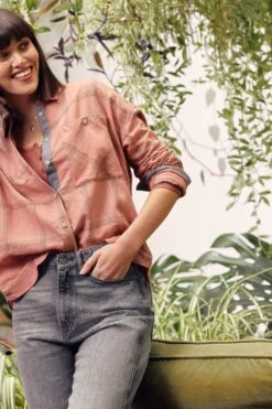 FatFace Frome Relaxed Check Brown Shirt -Fat Face Shop D57595s3