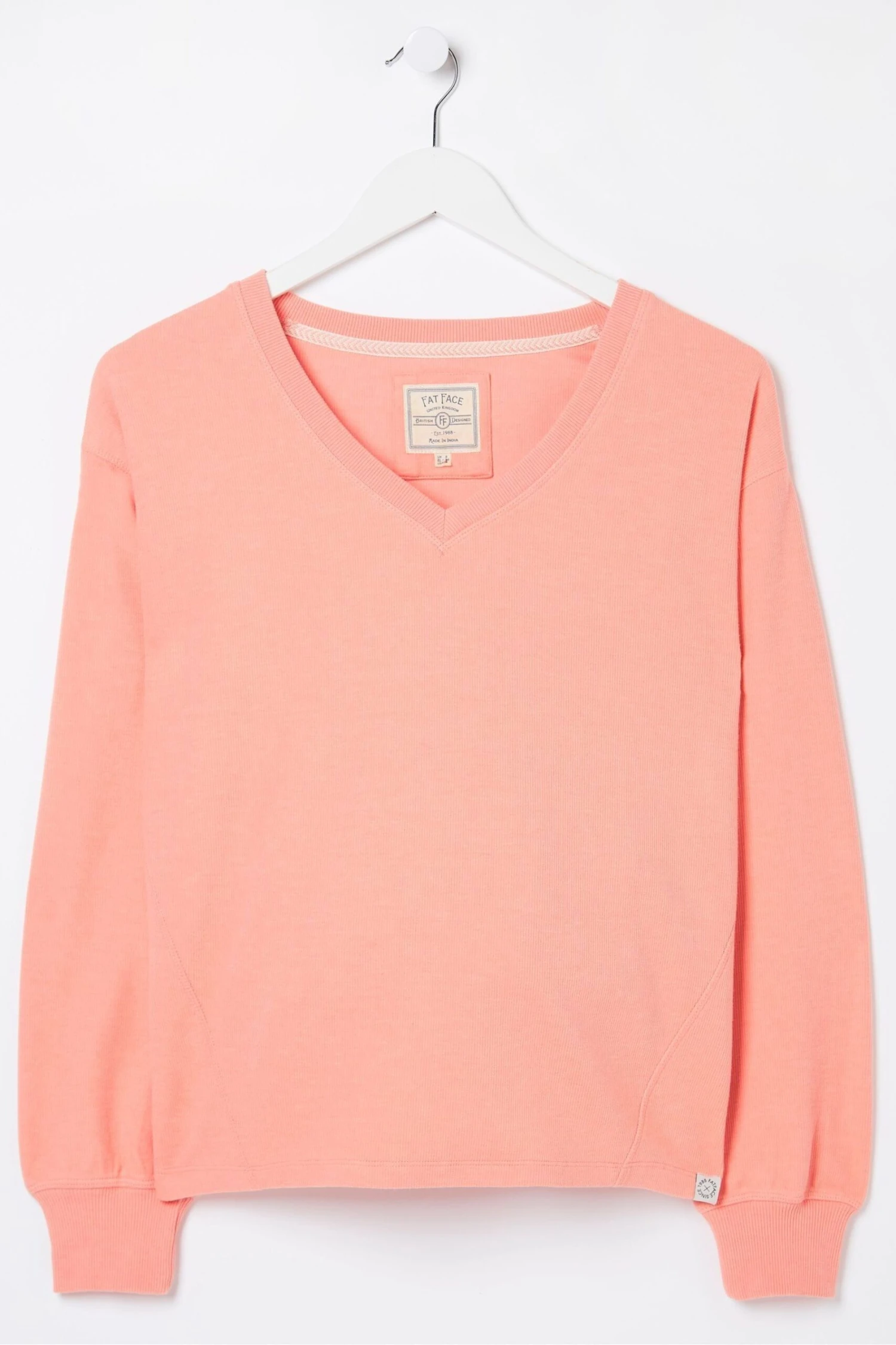 FatFace Orange Vienna V-Neck Sweatshirt 7 FatFace Orange Vienna V-Neck Sweatshirt - Image 5