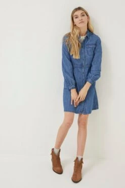 FatFace Blue Tabitha Denim Shirt Dress 9 FatFace Blue Tabitha Denim Shirt Dress -Fat Face Shop D57784s3
