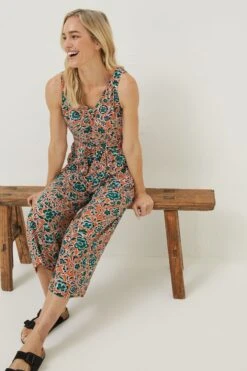 FatFace Orange Aderyn Sketched Jumpsuit -Fat Face Shop D57787s3