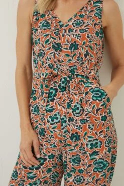 FatFace Orange Aderyn Sketched Jumpsuit -Fat Face Shop D57787s4