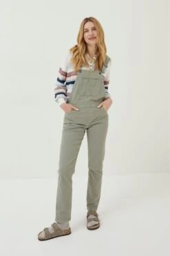 FatFace Green Lewes Canvas Dungarees