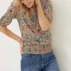 FatFace Orange Perrie Sketch Floral Top -Fat Face Shop D57790s