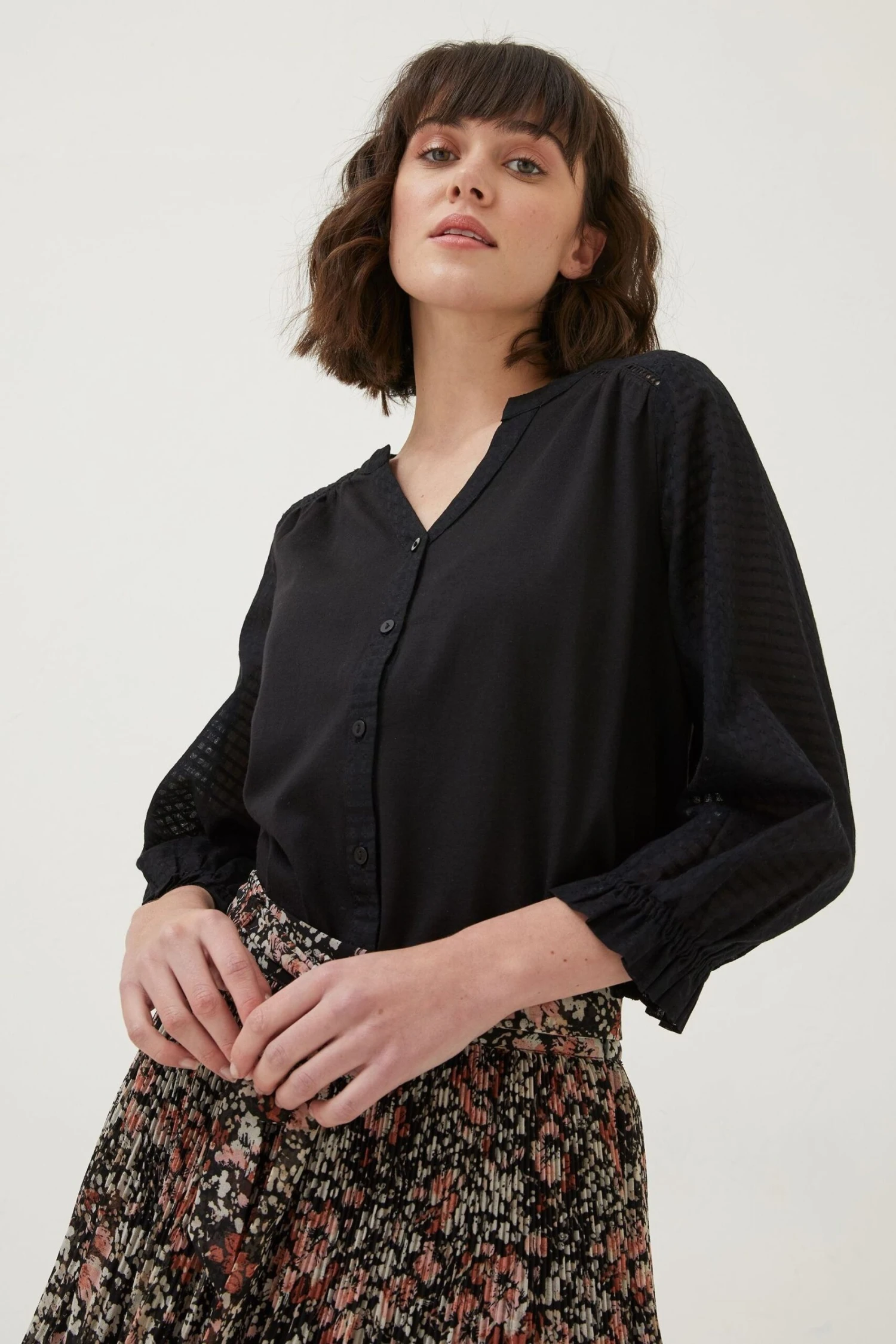 FatFace Winnie Button Through Black Top 3 FatFace Winnie Button Through Black Top