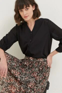 FatFace Winnie Button Through Black Top 9 FatFace Winnie Button Through Black Top -Fat Face Shop D57797s3