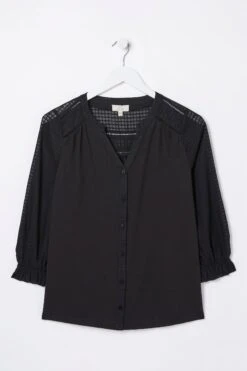 FatFace Winnie Button Through Black Top 11 FatFace Winnie Button Through Black Top -Fat Face Shop D57797s5