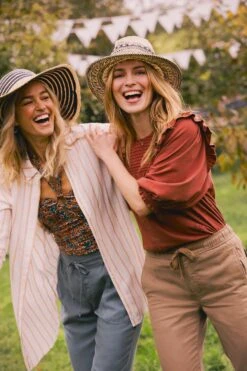 FatFace Marlo Embroidered Brown Top -Fat Face Shop D57802s3