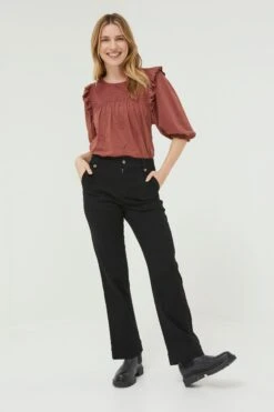 FatFace Marlo Embroidered Brown Top -Fat Face Shop D57802s7