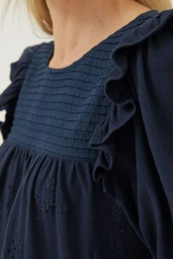 FatFace Blue Marlo Embroidered Top -Fat Face Shop D57803s4