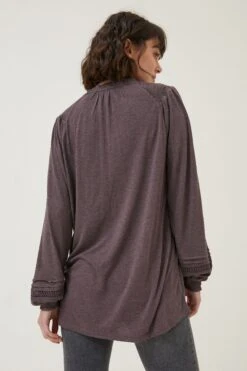FatFace Purple Nina Notch Neck Tunic Top -Fat Face Shop D57807s2