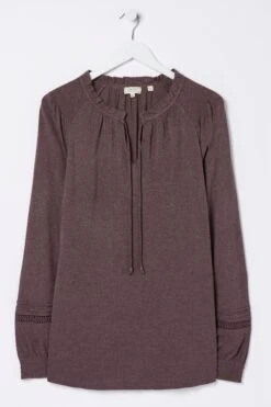 FatFace Purple Nina Notch Neck Tunic Top -Fat Face Shop D57807s5