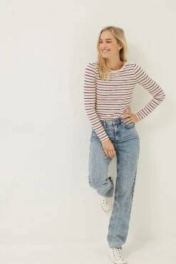 FatFace Natural Multi Breton Organic Cotton T-Shirt