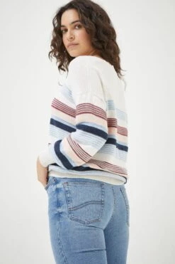 FatFace Blue Sophia Stripe Henley Jumper -Fat Face Shop D57812s3