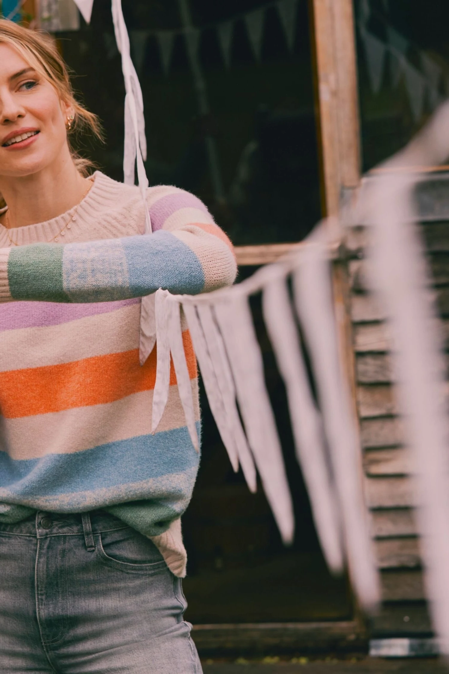 FatFace Purple Neighbourhood Stripe Jumper 5 FatFace Purple Neighbourhood Stripe Jumper - Image 3