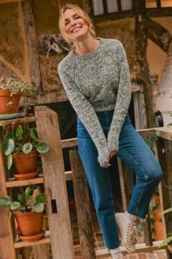 FatFace Green Carly Twist Jumper