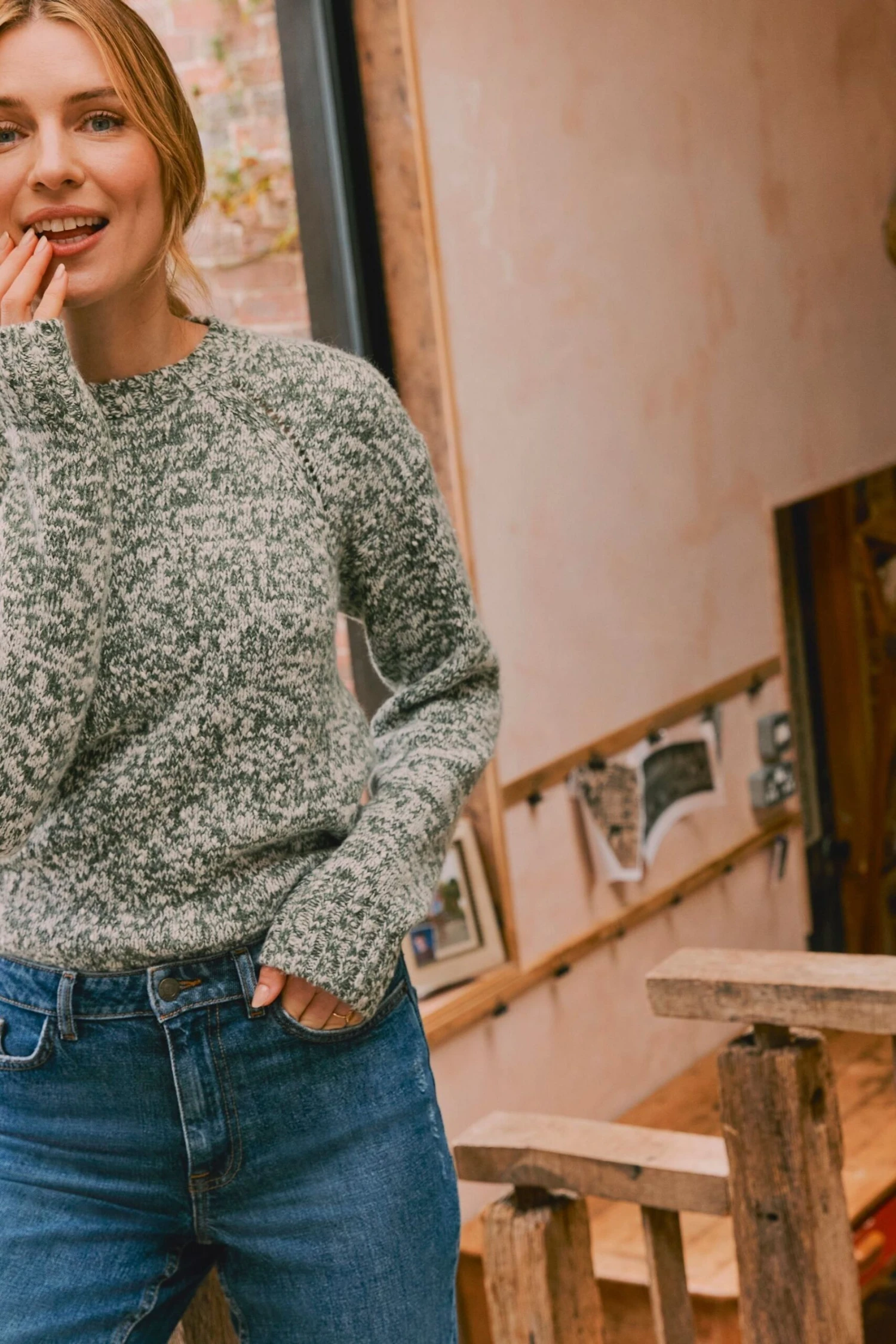 FatFace Green Carly Twist Jumper 4 FatFace Green Carly Twist Jumper - Image 2