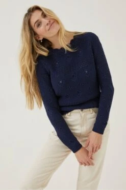 FatFace Blue Aubrey Crochet Jumper