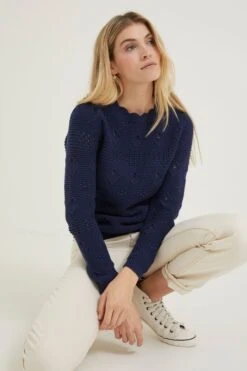 FatFace Blue Aubrey Crochet Jumper -Fat Face Shop D57818s3