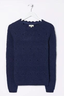 FatFace Blue Aubrey Crochet Jumper -Fat Face Shop D57818s5