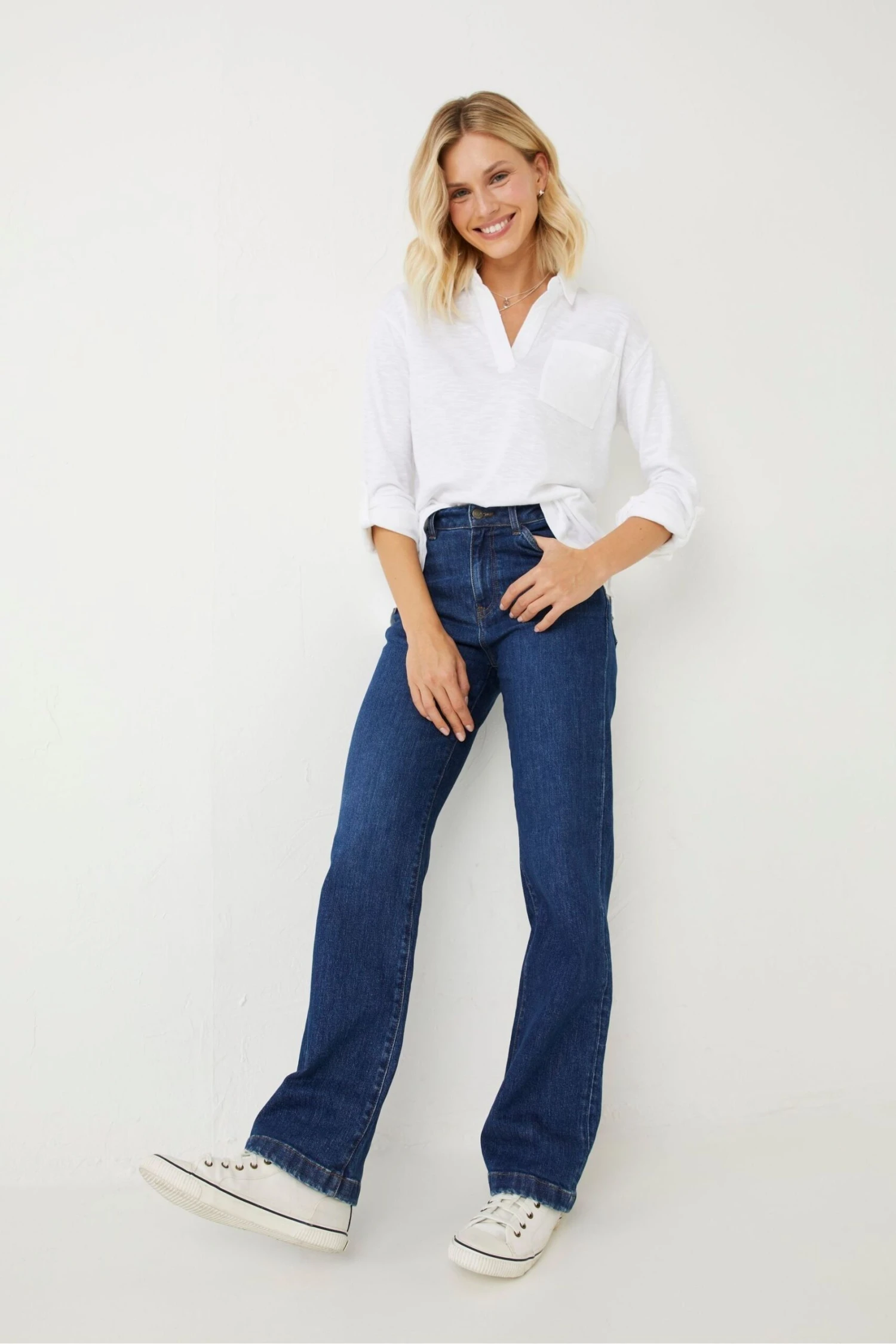 FatFace White Paige Jersey Polo Shirt 4 FatFace White Paige Jersey Polo Shirt - Image 2