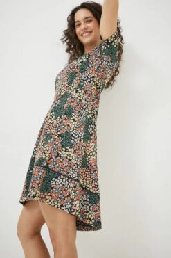 FatFace Simone Patchwork Jersey Black Dress