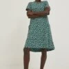 FatFace Green Simone Pears Jersey Dress -Fat Face Shop D57828s