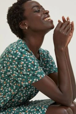 FatFace Green Simone Pears Jersey Dress -Fat Face Shop D57828s3