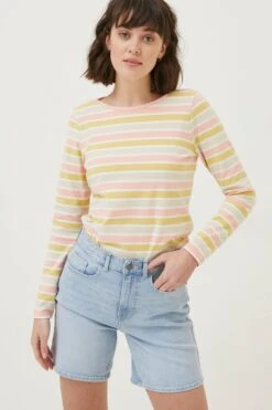 FatFace Natural Block Breton Organic Cotton T-Shirt