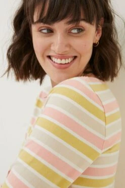 FatFace Natural Block Breton Organic Cotton T-Shirt -Fat Face Shop D57834s4