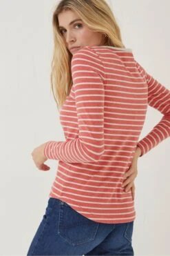FatFace Red Breton Organic Cotton T-Shirt -Fat Face Shop D57835s2