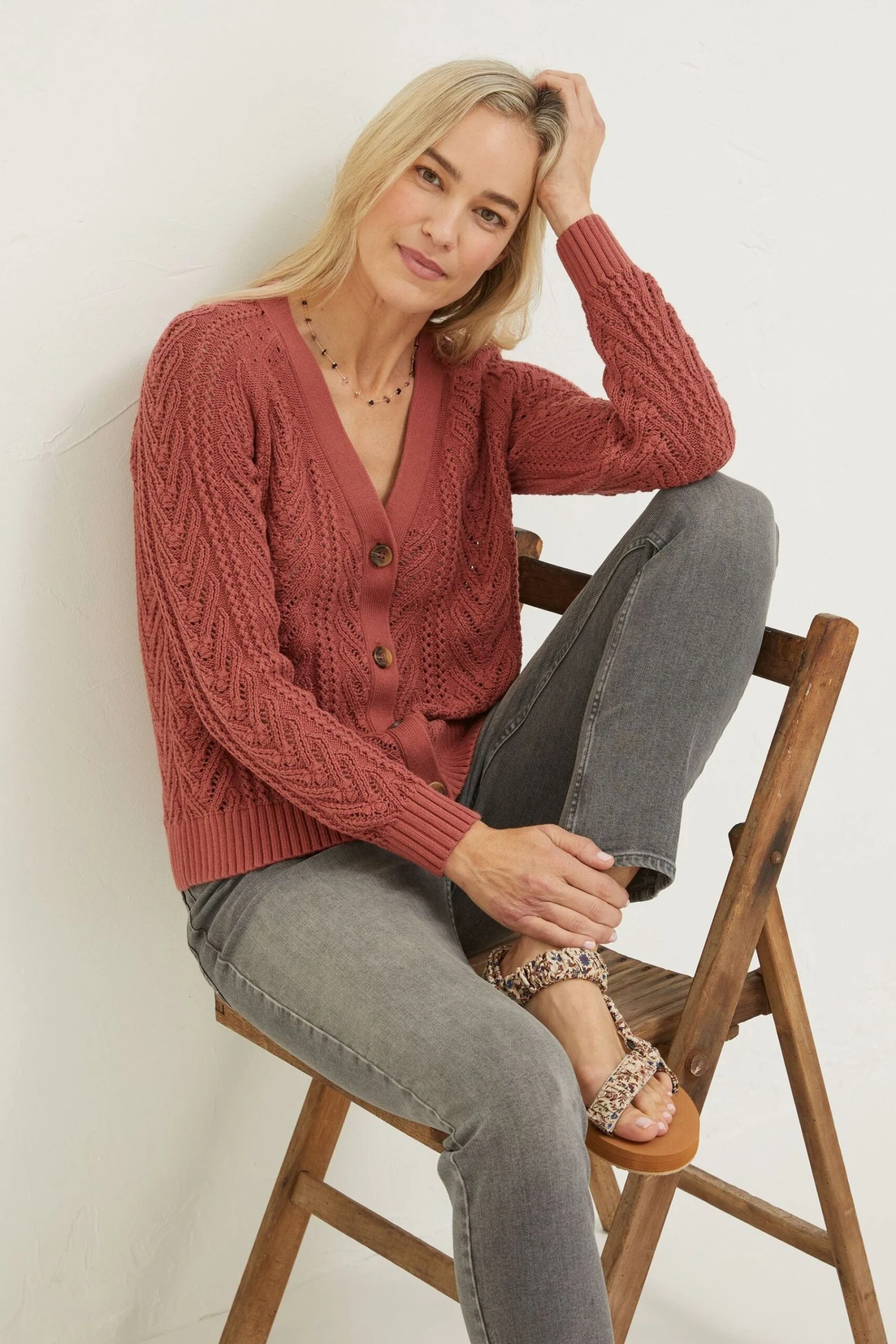 FatFace Lucy Cable Brown Cardigan 4 FatFace Lucy Cable Brown Cardigan - Image 2