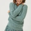FatFace Green Aubrey Crochet Jumper -Fat Face Shop D57844s
