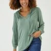 FatFace Green Nina Notch Neck Tunic Top 1 FatFace Green Nina Notch Neck Tunic Top -Fat Face Shop D57869s