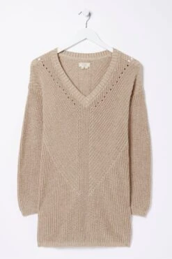 FatFace Natural Kayleigh V-Neck Jumper -Fat Face Shop D57873s5