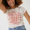 FatFace Pink Ivy Trust The Universe Graphic T-Shirt -Fat Face Shop D57874s