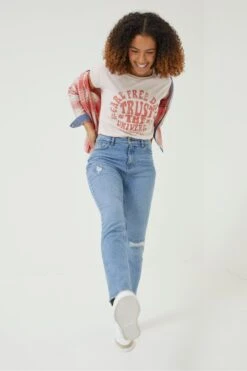 FatFace Pink Ivy Trust The Universe Graphic T-Shirt -Fat Face Shop D57874s4