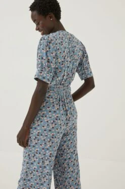 FatFace Blue Lena Tonal Floral Jumpsuit -Fat Face Shop D57881s4