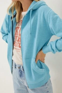 FatFace Blue Amy Zip Through Hoodie -Fat Face Shop D58027s4