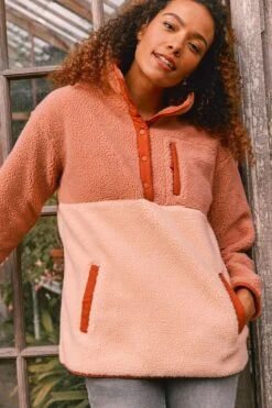 FatFace Pink Ember Colourblock Fleece