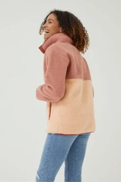 FatFace Pink Ember Colourblock Fleece -Fat Face Shop D58032s4