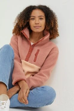 FatFace Pink Ember Colourblock Fleece -Fat Face Shop D58032s5