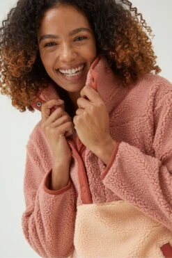 FatFace Pink Ember Colourblock Fleece -Fat Face Shop D58032s6