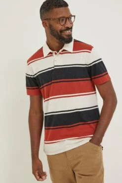 FatFace Red Hastings Stripe Polo Shirt