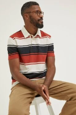 FatFace Red Hastings Stripe Polo Shirt -Fat Face Shop D60 942s3