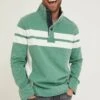 FatFace Green Airlie Stripe Button Neck Sweatshirt -Fat Face Shop D60 947s