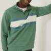 FatFace Green Fowey Stripe Half Neck Sweatshirt -Fat Face Shop D60930s