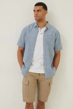 FatFace Blue Buriton Striped Shirt