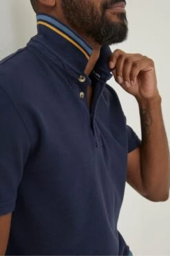 FatFace Blue Piqué Polo Shirt -Fat Face Shop D61 014s3