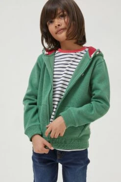 FatFace Green Dinosaur Zip Through Hoodie